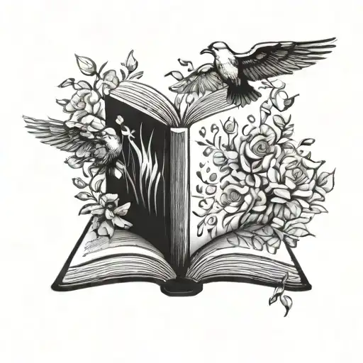 An Open Book With Floral Pages Turning Into Birds Flying Out