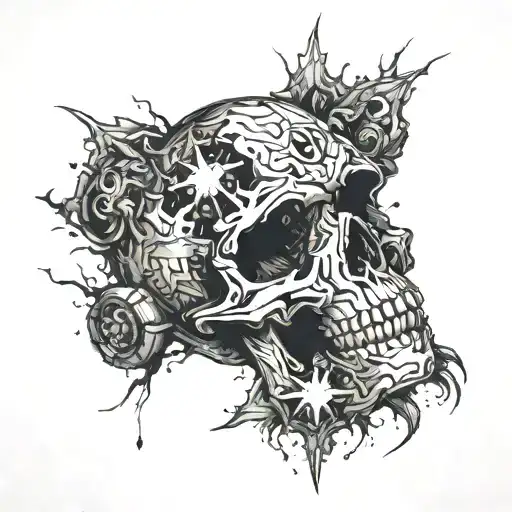 A Symbolic Tattoo Combining Elements Of Head On Car Crash And Death In A Visually Striking Way