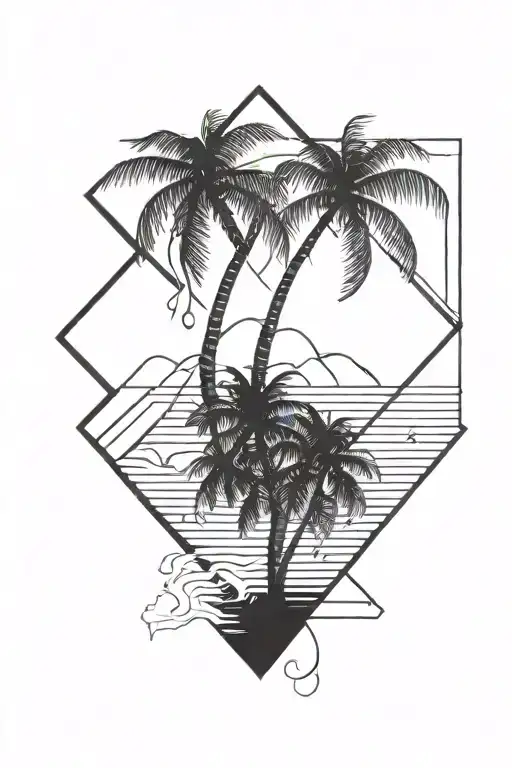 Palm Tree Emerging From A Rhombus
