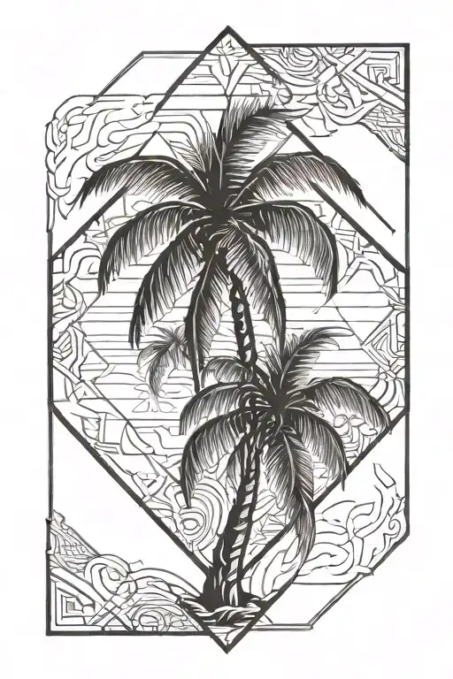 1 Palm Tree Coming Out Of A Rhombus