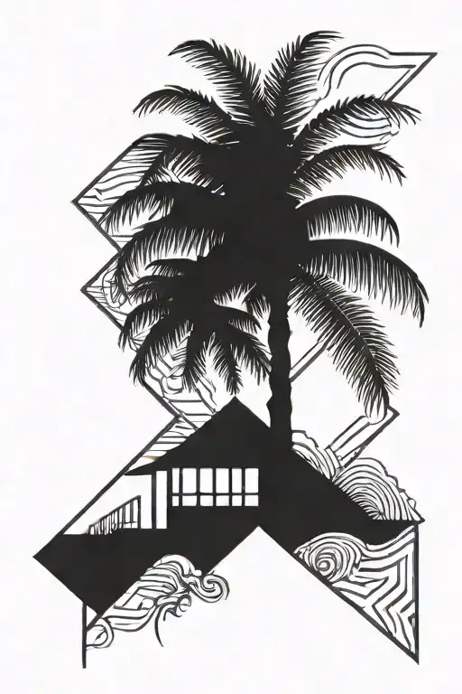 1 Palm Tree Coming Out Of 1 Rhombus