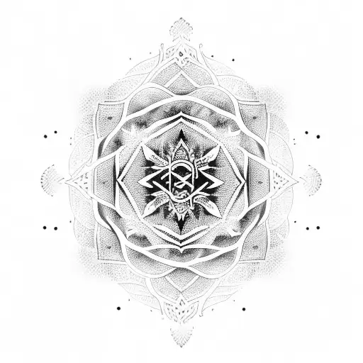 Dotwork Mandala Incorporating Arabic Script Spelling Out The Name Of Your Brother