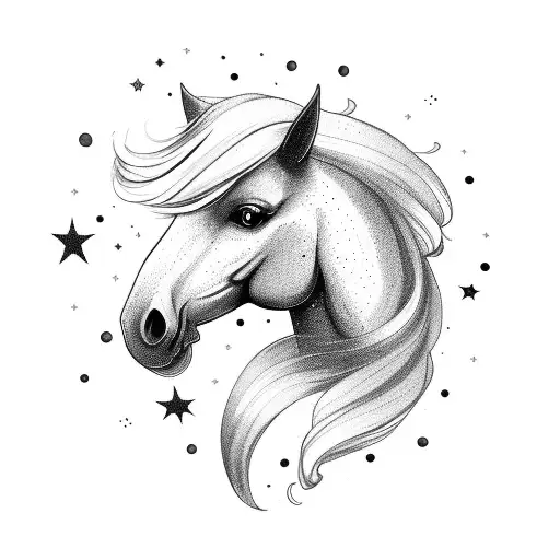 A Majestic Horse Flying Through A Galaxy Filled With Stars