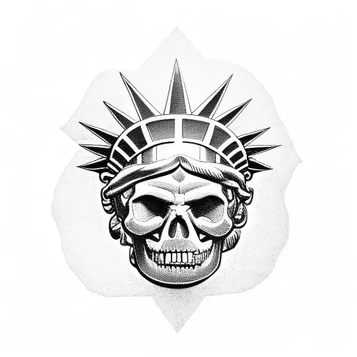 Statue Of Liberty With A Skull For A Face