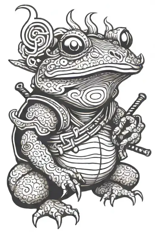 Samurai Frog Smoking