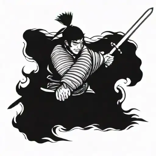 Samurai Warrior Wielding A Sword