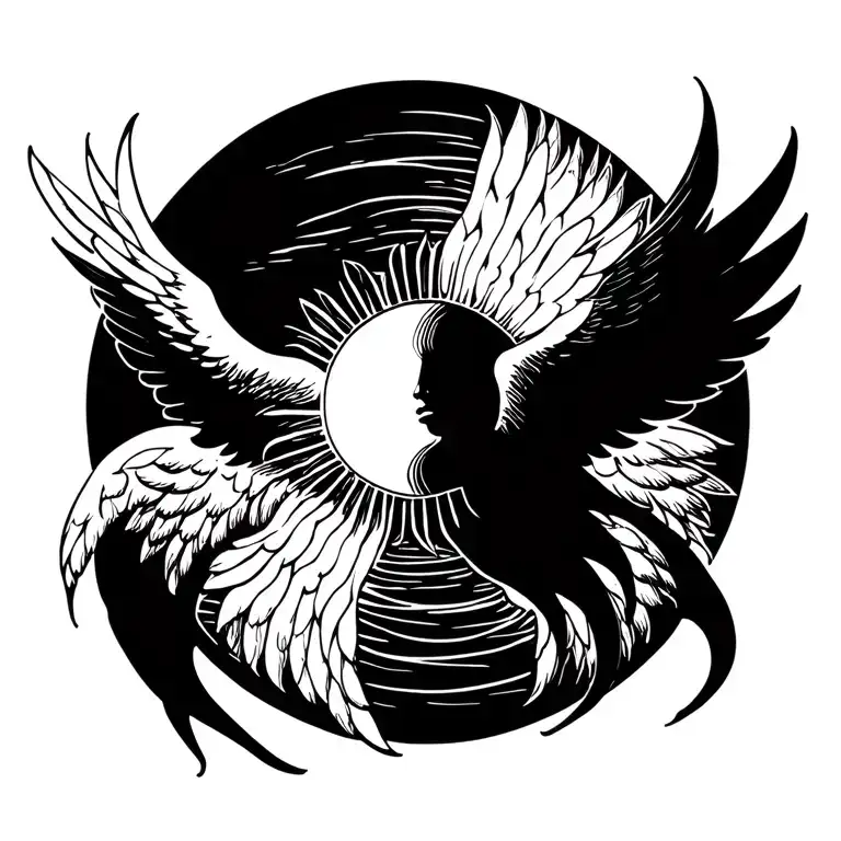 Sun With Two Wings Spread Wide