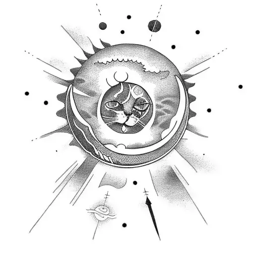 Moon And Sun With Cat