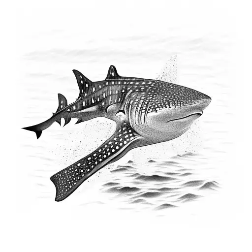 A Majestic Whale Shark Swimming Through The Depths Of The Ocean