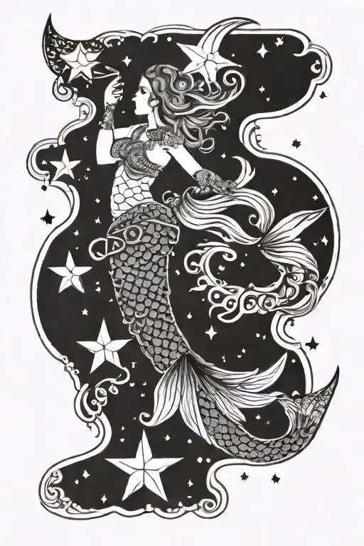 Mermaid Tail And Stars Forming