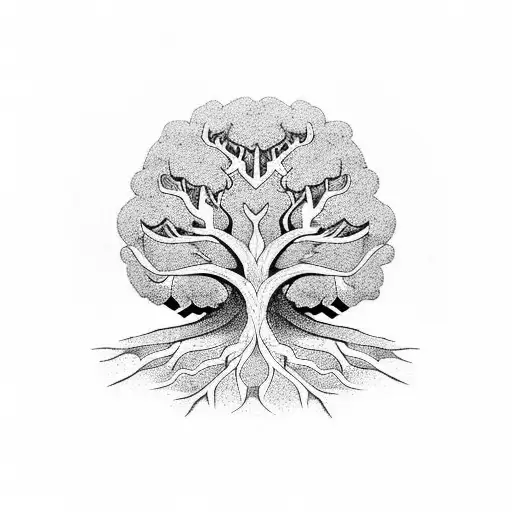 A Tree With Roots Symbolizing The Strong Bond Between A Father And Daughter