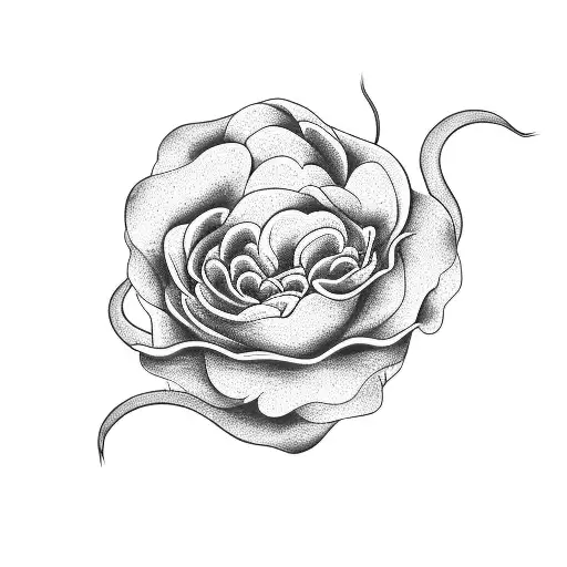 A Hauntingly Beautiful Blackwork Tattoo Of A Snake Coiling Around A Blooming Flower