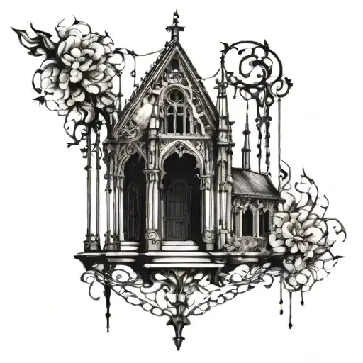 Gothic Architecture Delicate Mixed With Dainty Chains Falling Small Thin Lines