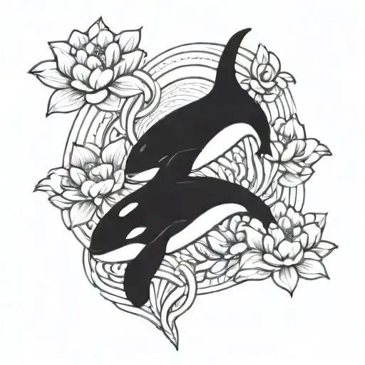 Orca And Lotus Flower Blooming