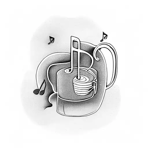 A Coffee Cup With Musical Notes Coming Out Of It