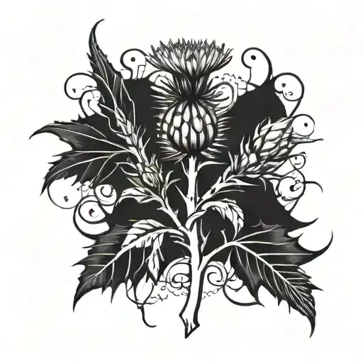 A Scottish Thistle Intertwined With Hieroglyphics Representing Egypt