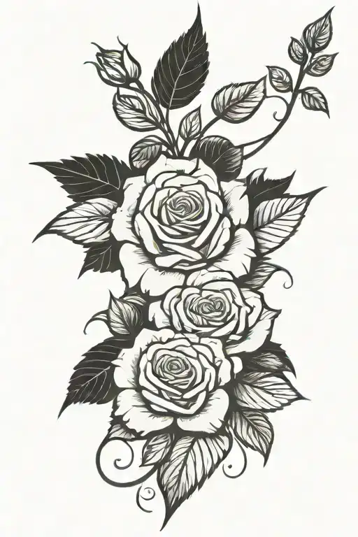 Rose Tattoo Forearm With Leafs Growing
