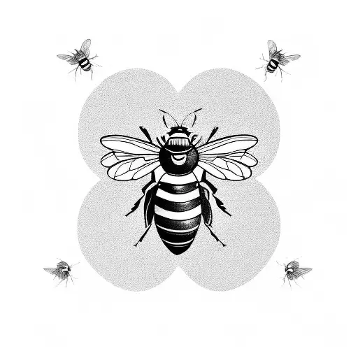 A Detailed Illustration Of A Honey Bee Flying Into A Black Hole