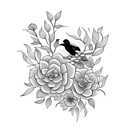 Bird With Flowers