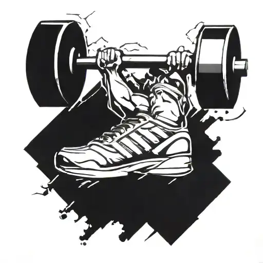 A Powerful Design Incorporating Dumbbells And A Marathon Runner Symbolizing Strength And Endurance