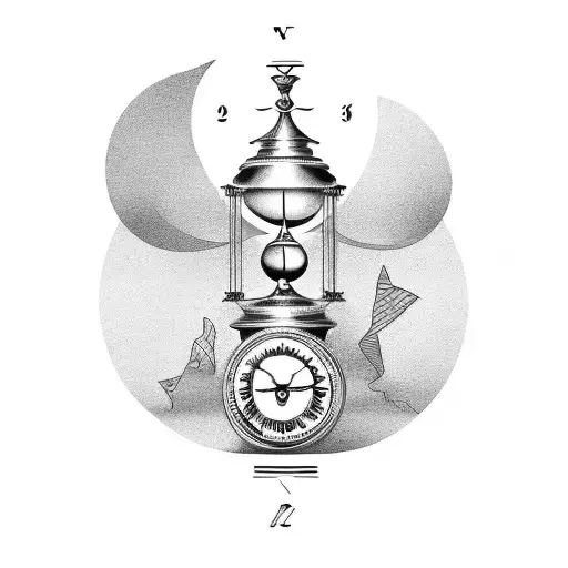 Roman Numeral Clock With Hourglass In The Middle