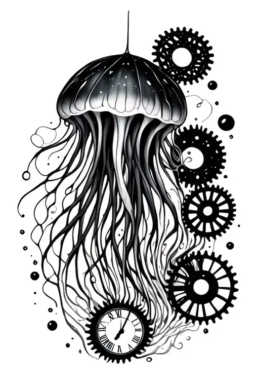 Jelly Fish And Clock Gears