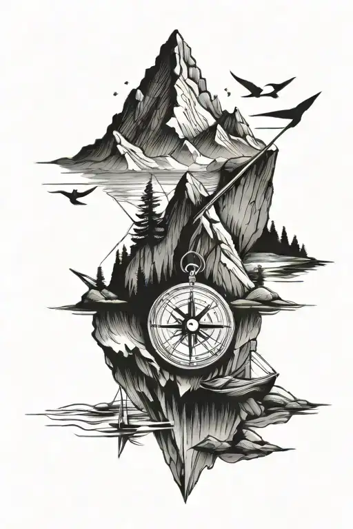 Kayak Compass Rose Mountain Range