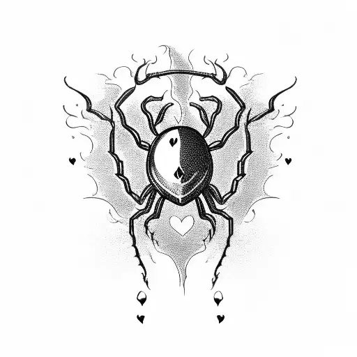 Black Spider Sinking It's Fangs Into A Heart