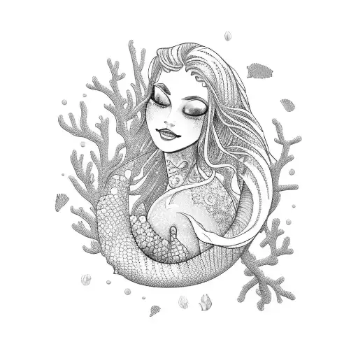 A Mystical Mermaid Surrounded By Vibrant Coral Reefs