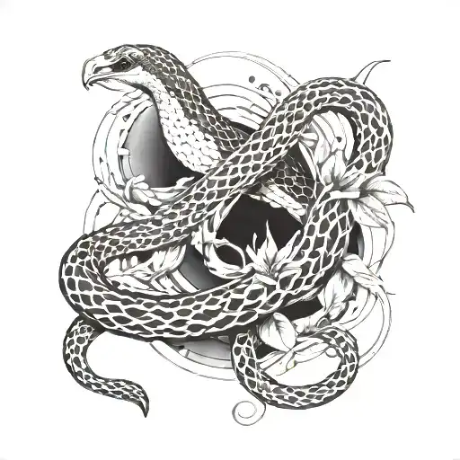 A Snake Capturing A Dove And Squeezing It To Death