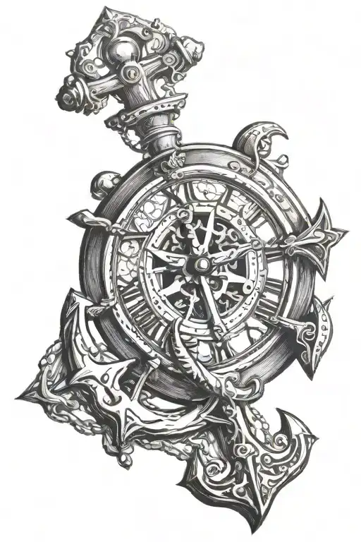 Clock And Anchor Cross
