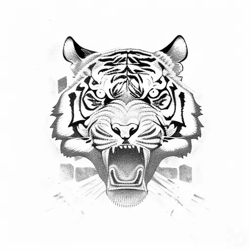 Tiger Fighting With A Skeleton