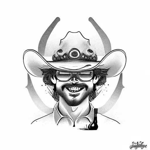 Cowboy Drinking Red Wine And Laughing