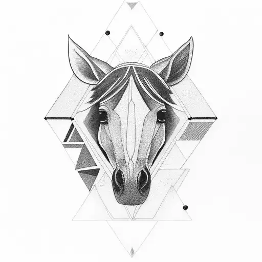 Half Geometric Horse With Nature