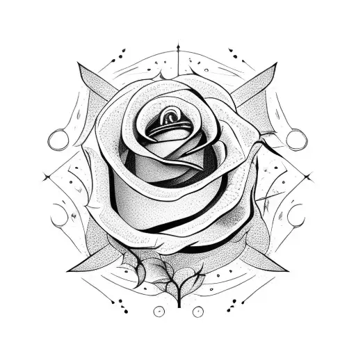 Rose On Stem Being Pierced By One Arrow