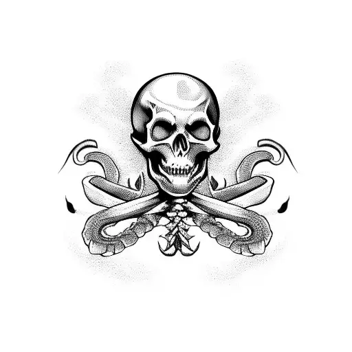 Skeleton Snake With A Skull