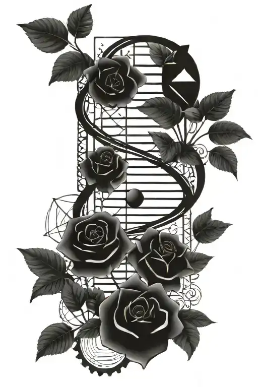 Dna Double Helix Dead Flowers And Geometric Shapes