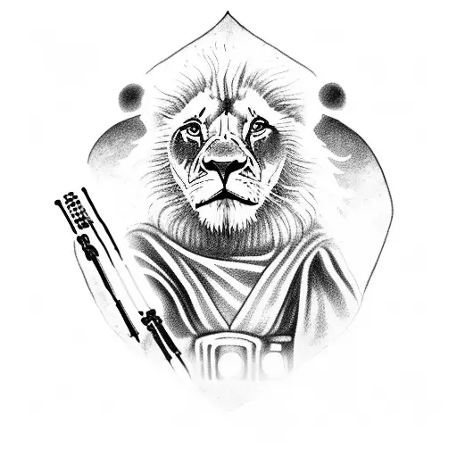 A Lion Wearing A Jedi Robe Wielding A Lightsaber In A Fierce Battle Against The Dark Side