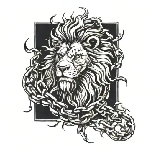 A Lion Roaring Triumphantly Over A Broken Chain Symbolizing Overcoming Addiction