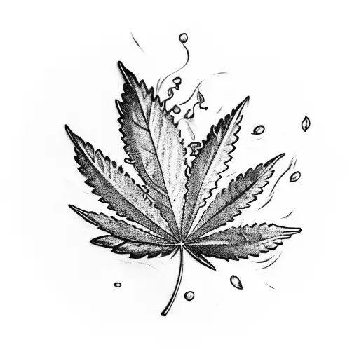 Weed Leaf With Man Inside Watering Plants