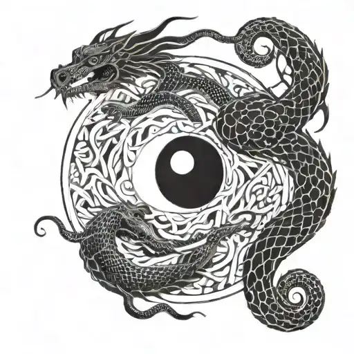 Yin Yang Snake And Dragon