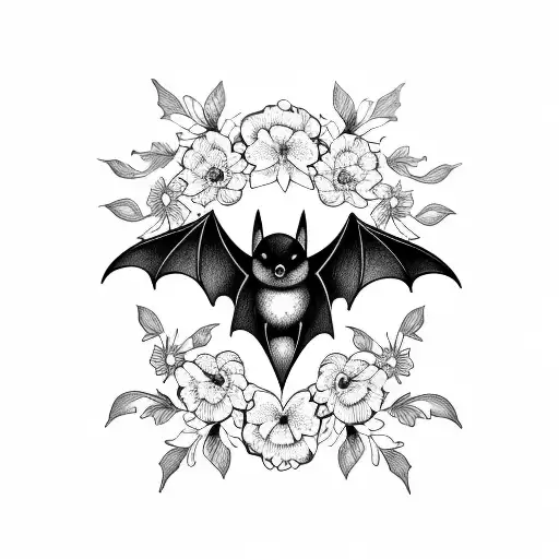 Bat With Flowers