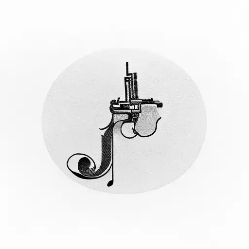 Musical Notes Forming A Gun Shape