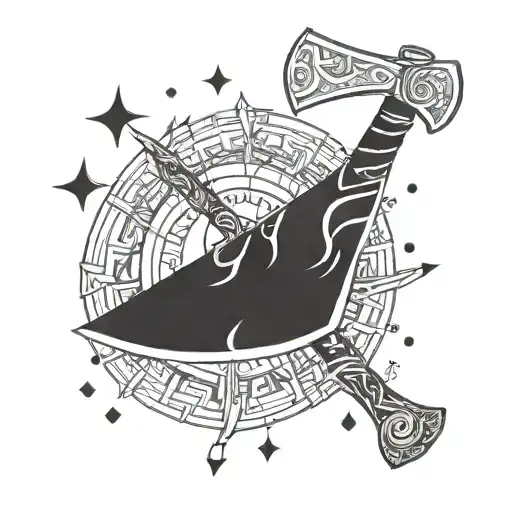 Vikings Axe And Spiral Galaxy