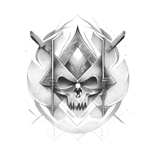 An Abstract Design Merging Elements Of Justice And Vengeance