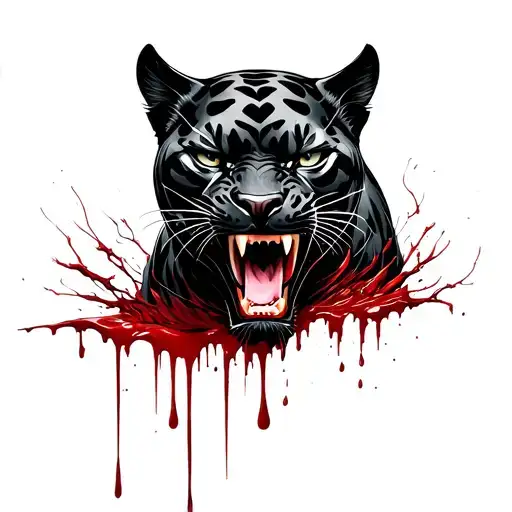 Black Panther Snarling Dripping Blood Gothic