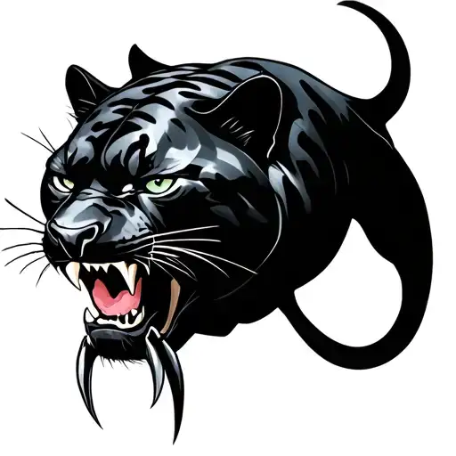 Scary All Black Panther Showing Teeth And Claws