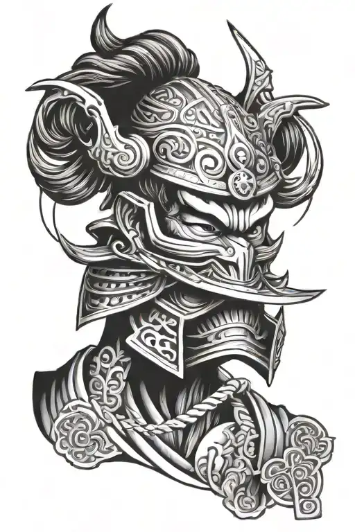 Samurai In A Hanya Mask