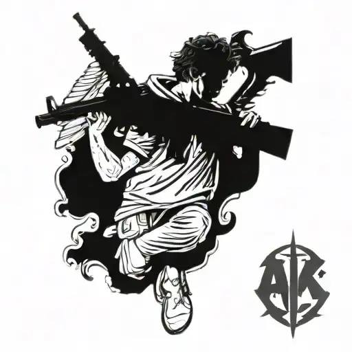 Angel With Ak 47 Or Uzi