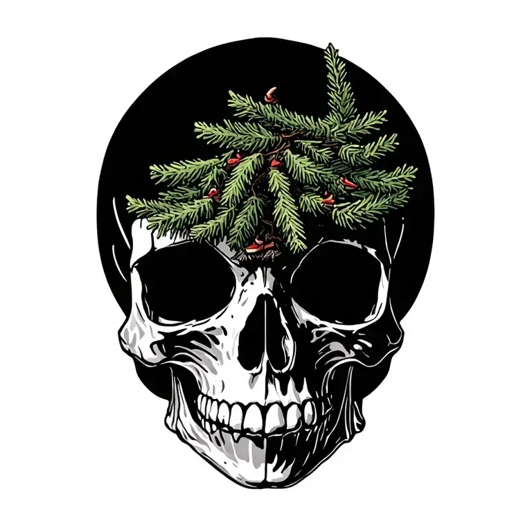 Skull With Hermit Crab And Evergreen Tree